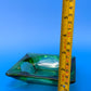 Vintage MCM Emerald Green Square Glass 4 Slot Ashtray