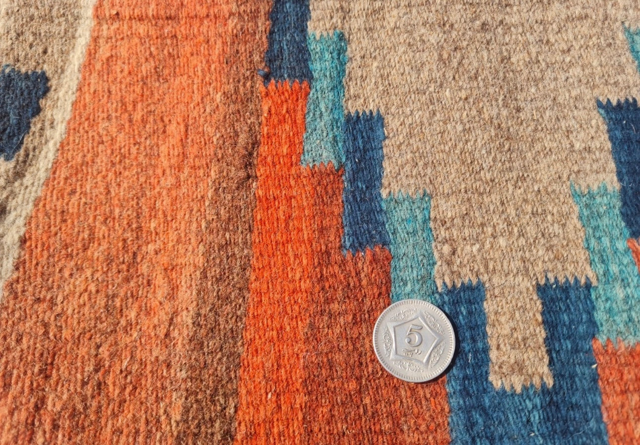 Rare Hand Knotted Vintage South American Kilim Kilm Wool Area Rug 3.3 x 1.10 Ft