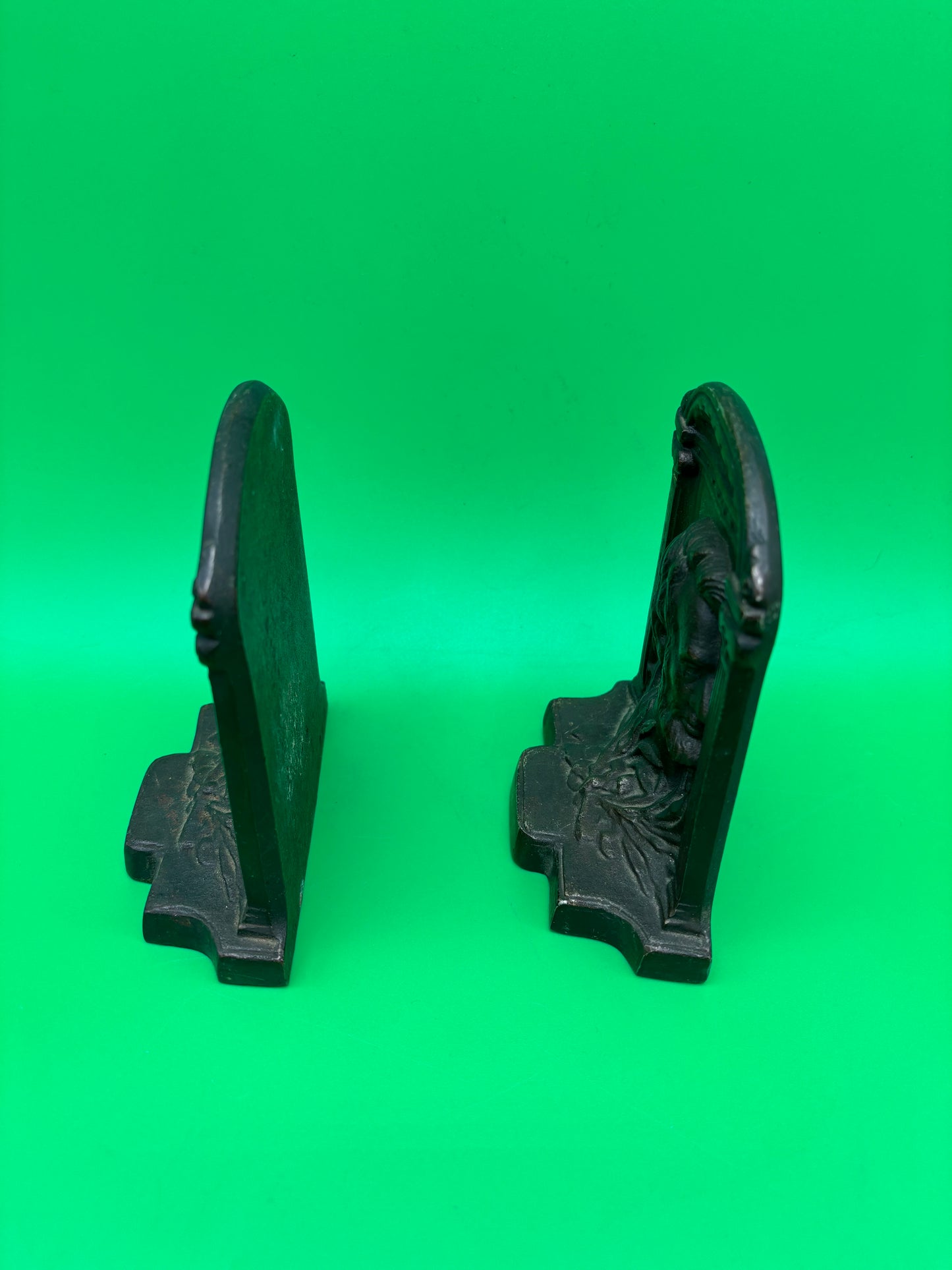 Vintage Heavy Metal Abraham Lincoln Bookends Pair Civil War Era Style