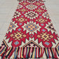 Handwoven Kilim Style Runner Rug Red Geometric Tribal Southwestern Fringe Accent Rug 5.3’ x 2.6’