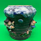 Antique Japanese Sumida Gawa Vase Signed Ban-ni Blue Drip Glaze Figural 5.25”