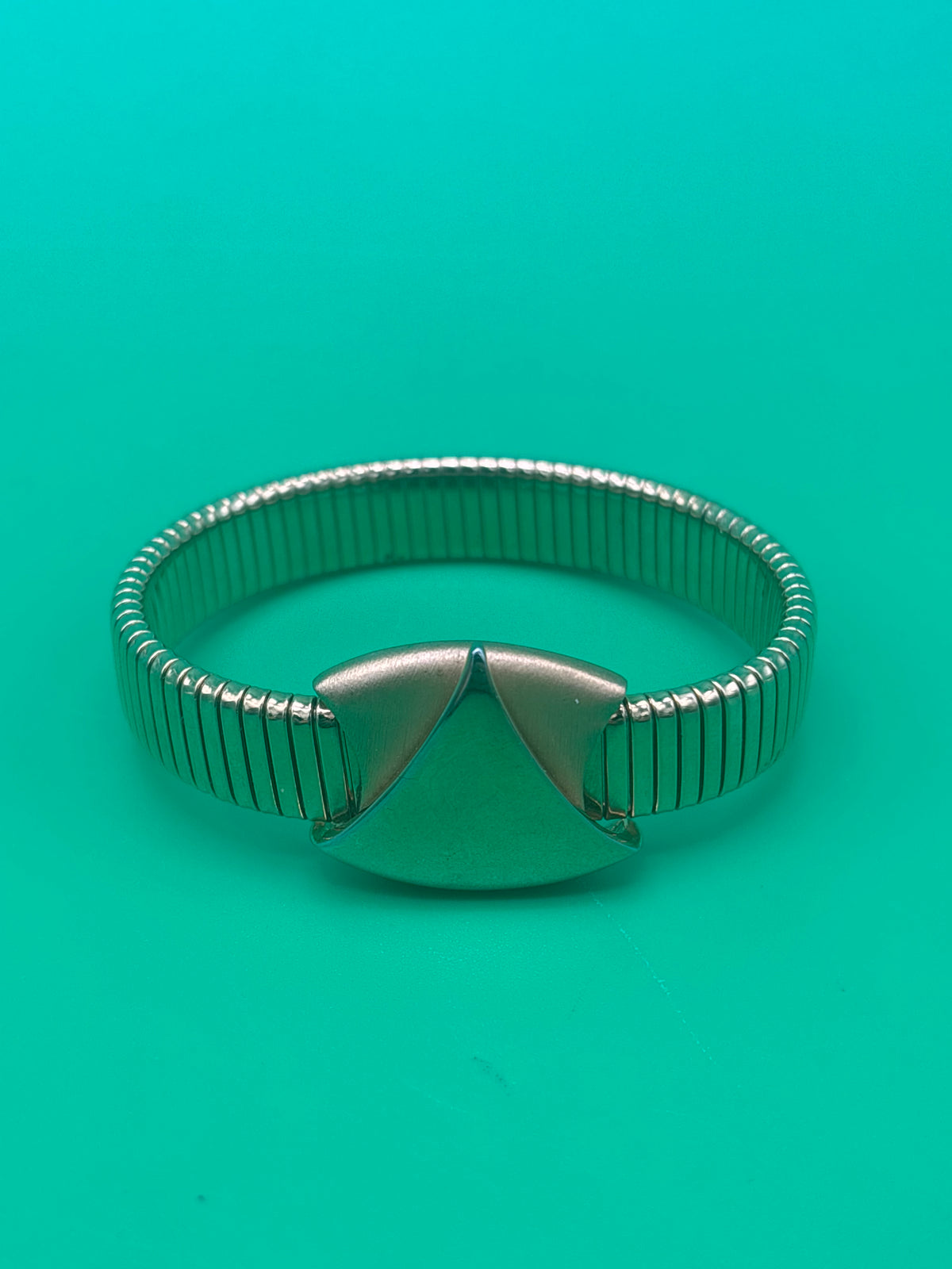 Vintage Napier Silver Tone Stretch Bracelet Geometric Modernist Expansion Rare