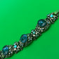 Vintage Unsigned Selro / Selini Style Blue Glass Rhinestone Statement Bracelet