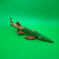 Vintage Folk Art Wooden Fish Spearing Decoy 12” Hand Carved Painted Metal Fins