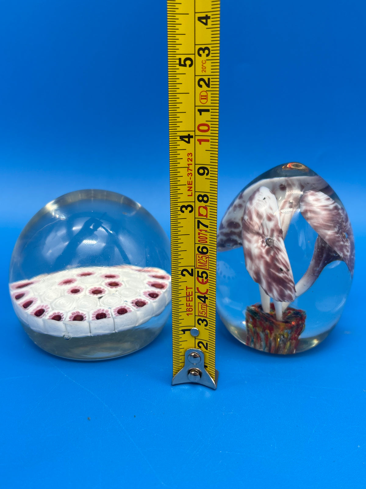 Vintage Murano Glass Paperweights Lot of 2 Millefiori Mushroom Made in Italy