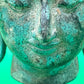 Vintage Thai Bronze Buddha Head Sculpture Flame Ushnisha Patina Wood Stand