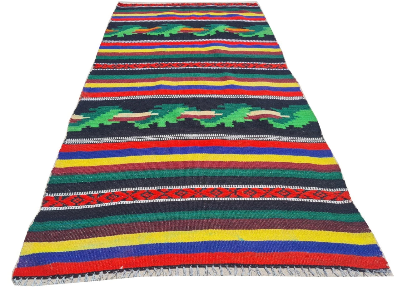 Rare Hand Knotted Vintage Russian Julkrus Kilim Kilm Wool Area Rug 5 x 3 Ft