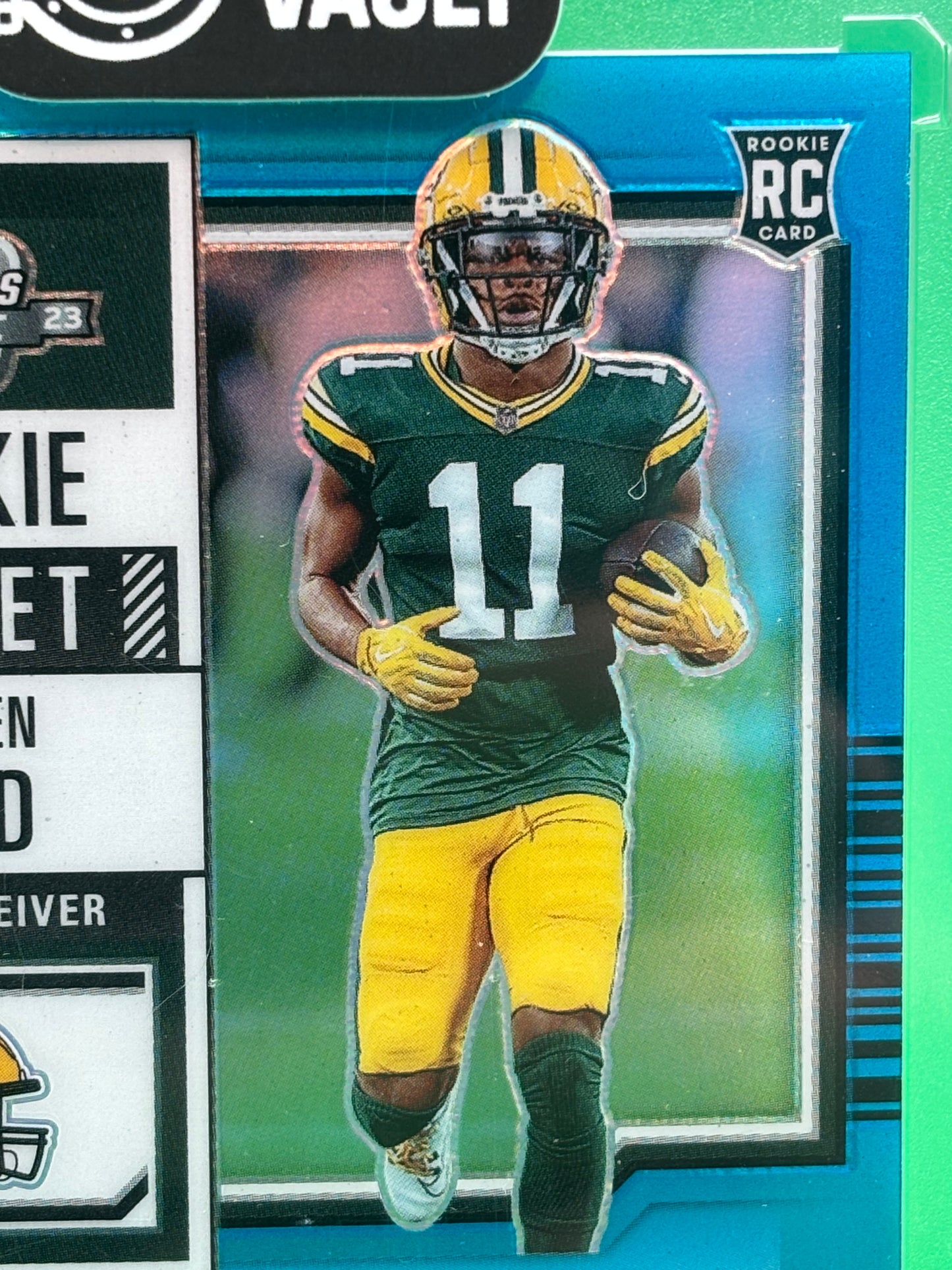 2023 Panini Contenders Optic Jayden Reed Rookie Ticket Auto Blue #41/75 On-Card