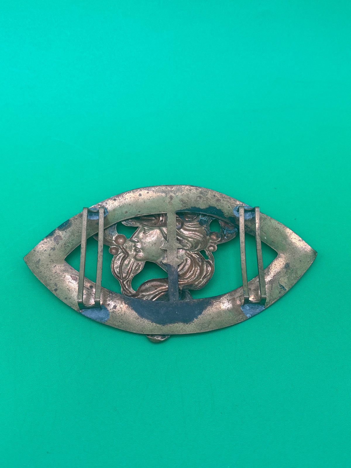 Antique Style Art Nouveau Brass Lady Profile Sash Belt Buckle Gibson Girl
