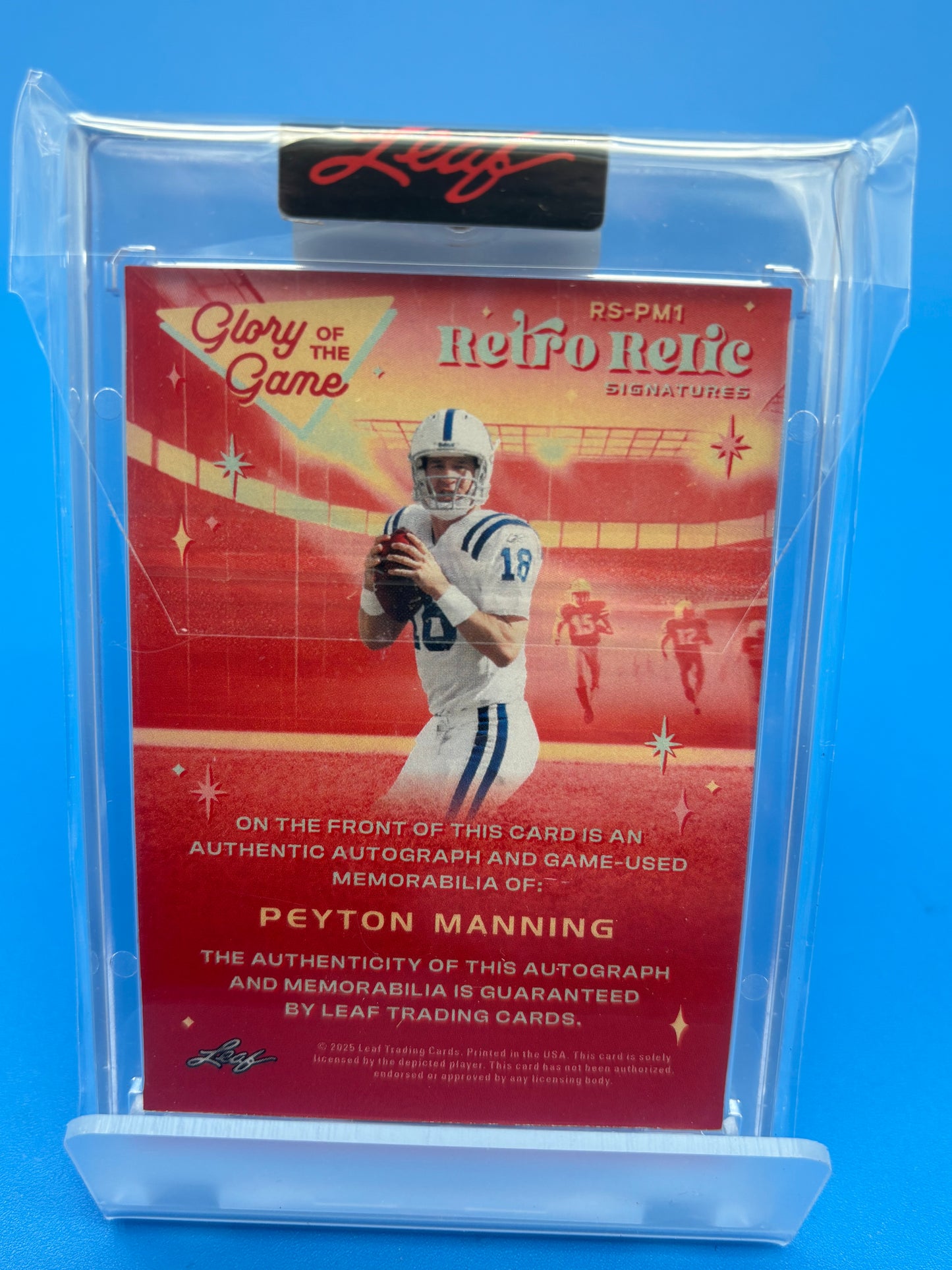 2025 Leaf Glory Of The Game Peyton Manning Retro 5/15 Auto Jersey Card Colts