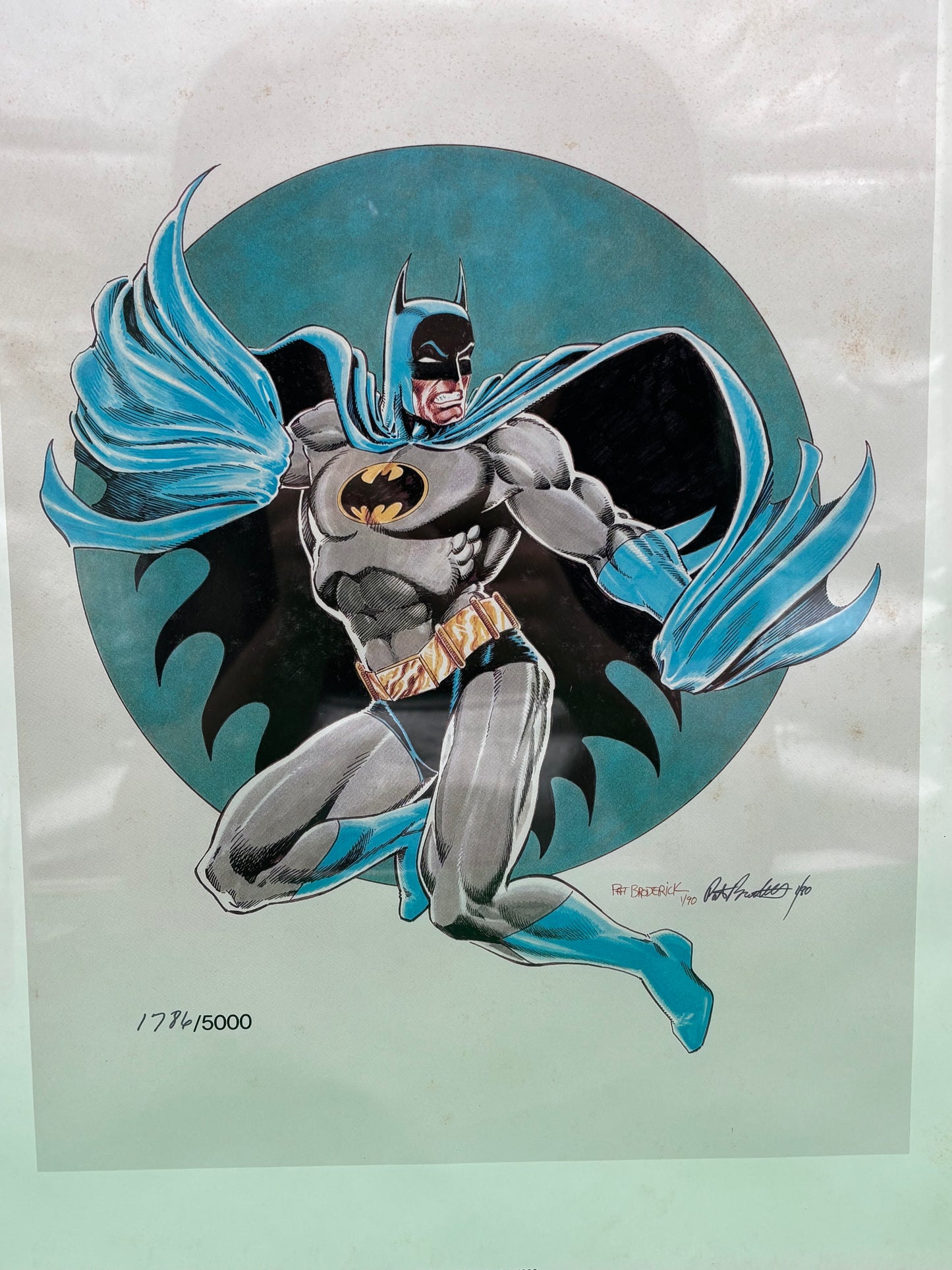 1990 Batman Pat Broderick Signed Numbered Lithograph 1786/5000 Framed DC Comics