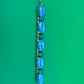 Vtg Baby Blue Rhinestone Link Goldtone Bracelet 7” Statement Costume Jewelry