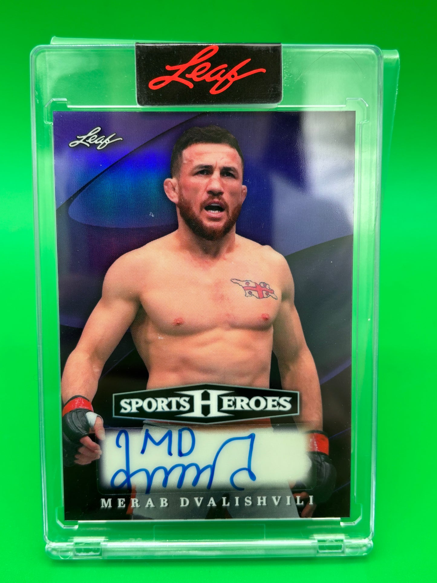 2026 Leaf Sports Heroes Merab Dvalishvili Auto 1/8 Encased Purple Wave BA-MD1