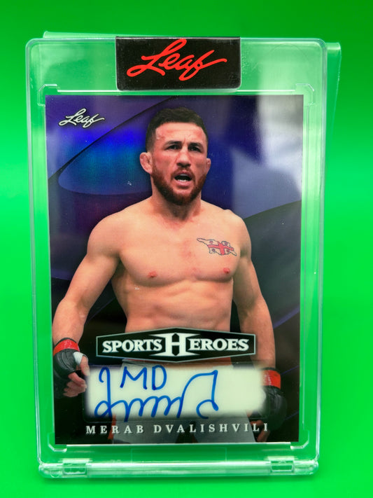 2026 Leaf Sports Heroes Merab Dvalishvili Auto 1/8 Encased Purple Wave BA-MD1