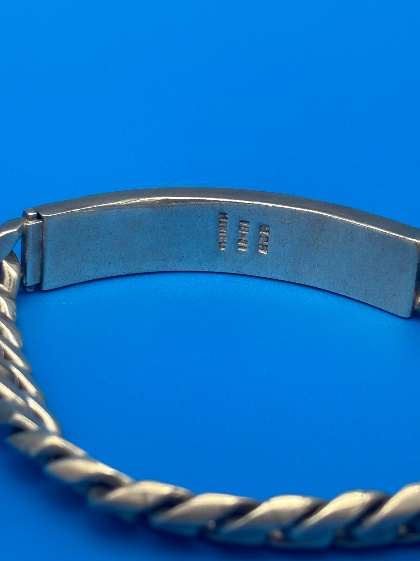Heavy Vintage Mexico 925 Sterling Silver ID Bracelet Curb Link 65g Engraved BLANCA