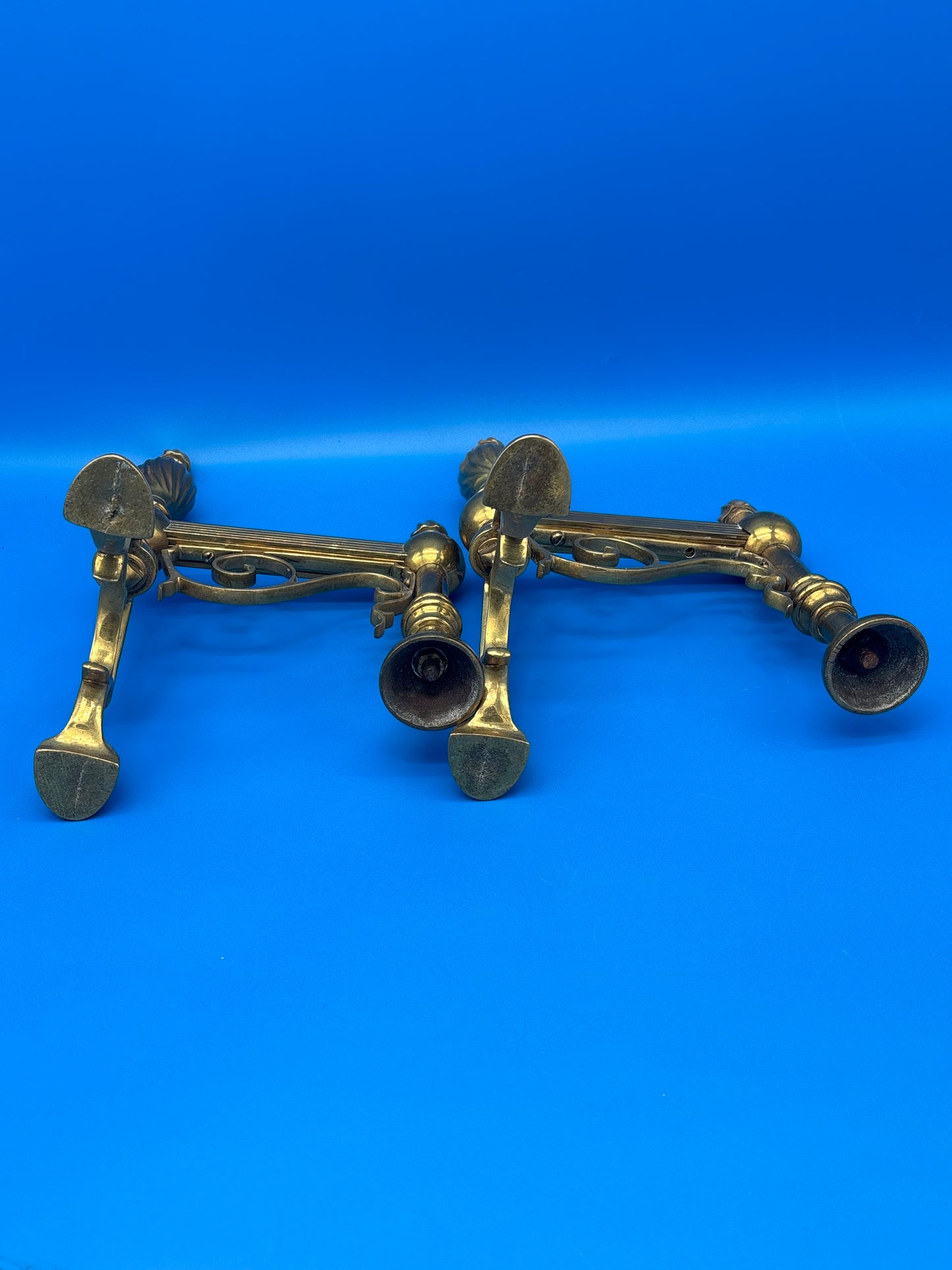Vintage Brass Fireplace Andirons / Fire Dogs – Matching Pair