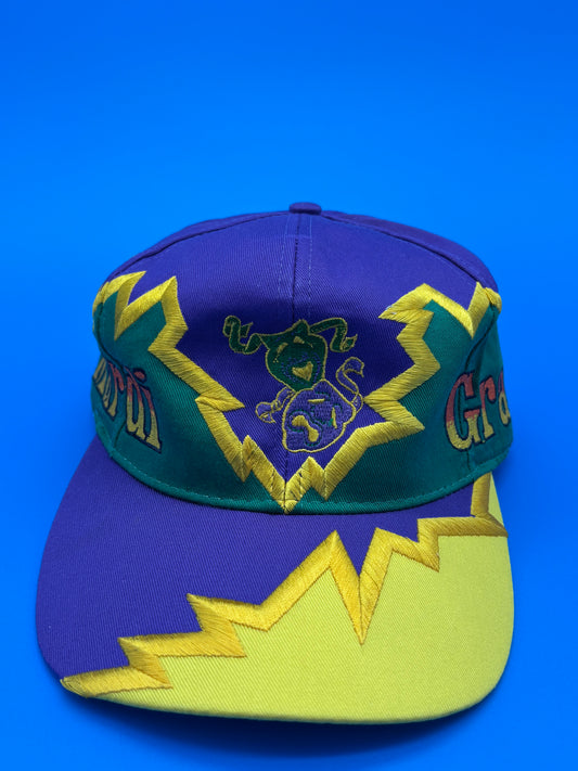 Vintage Mardi Gras Rare Hat SnapBack Lightning Bolt Thunder Jagged Edge Cap