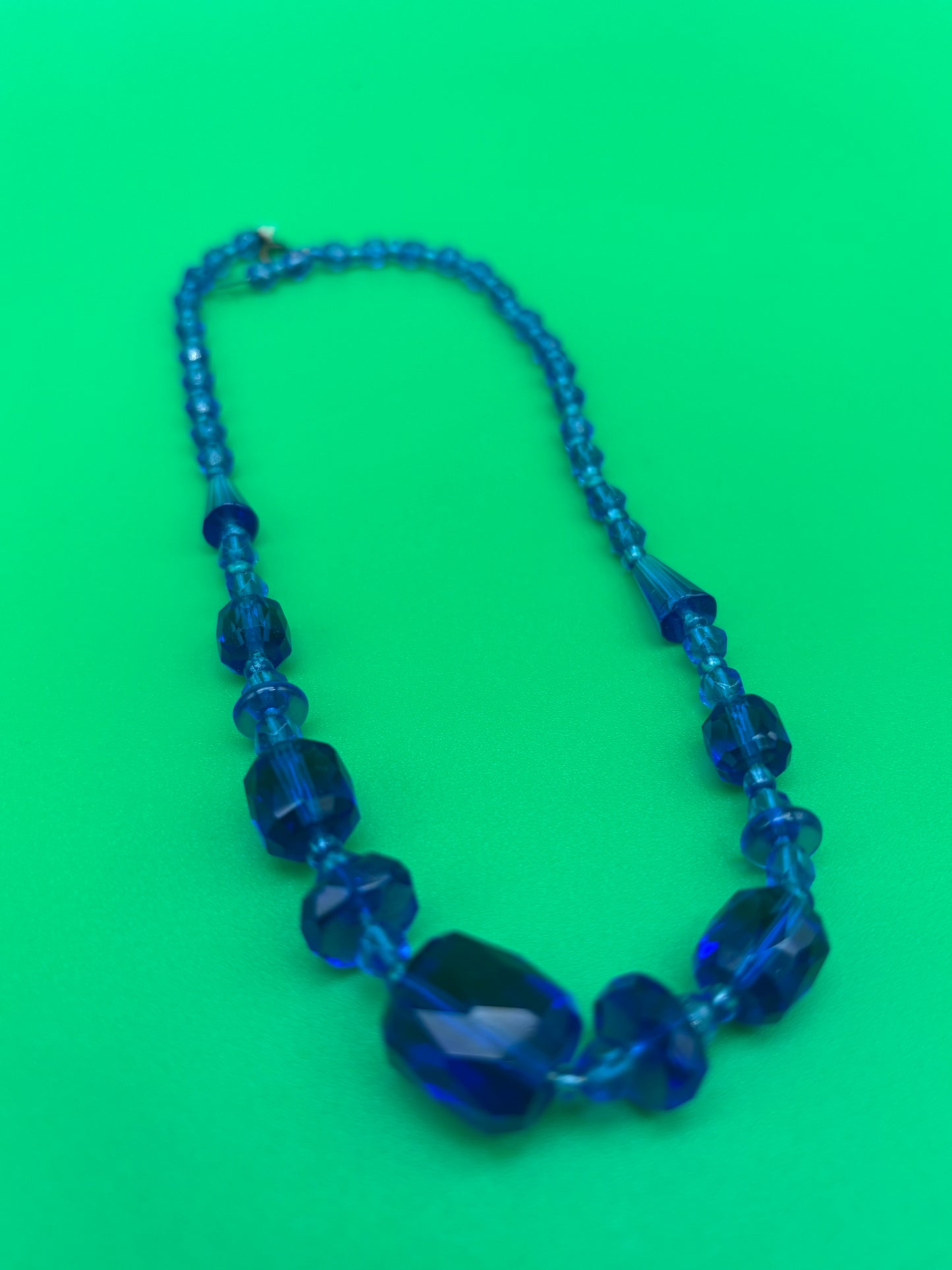 Vintage Faceted Blue Glass Necklace