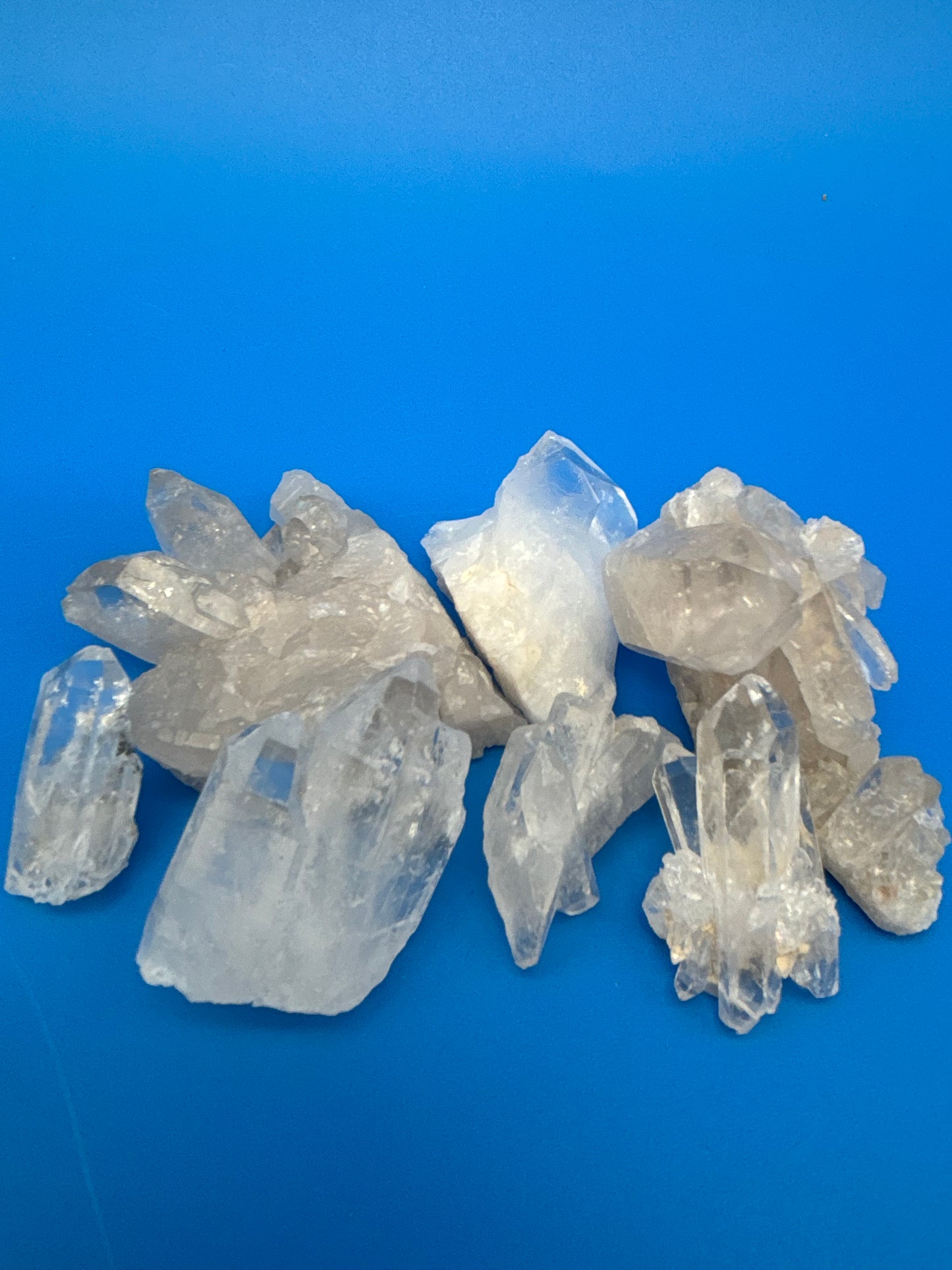 Natural Clear Quartz Crystal Cluster Lot 8 Mineral Specimens Points Matrix Raw