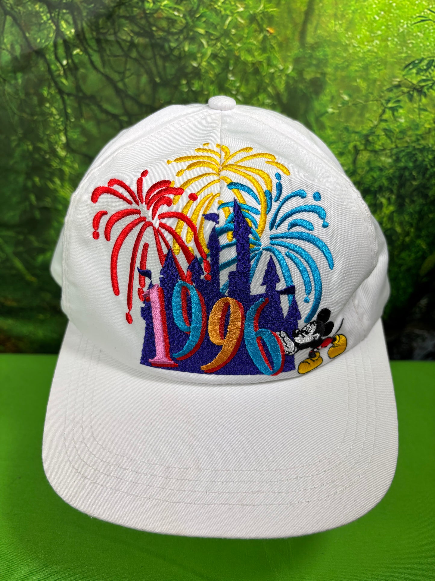 Vintage Disney Snapback Happy New Year 1996 White Adjustable Hat Mickey Mouse