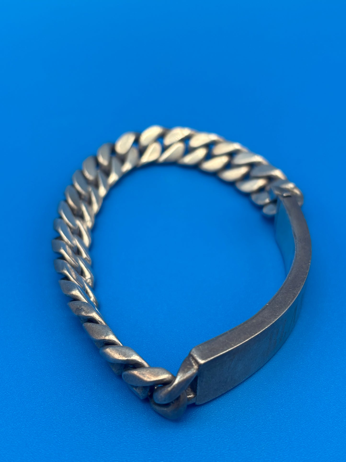 Heavy Vintage Mexico 925 Sterling Silver ID Bracelet Curb Link 65g Engraved BLANCA