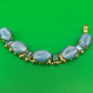 Vtg Baby Blue Rhinestone Link Goldtone Bracelet 7” Statement Costume Jewelry