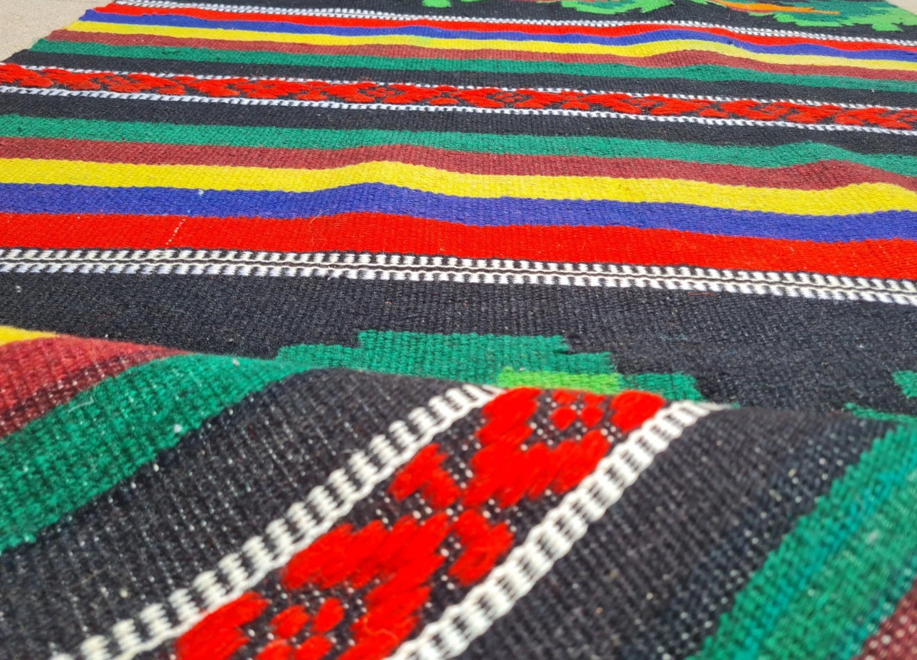 Rare Hand Knotted Vintage Russian Julkrus Kilim Kilm Wool Area Rug 5 x 3 Ft