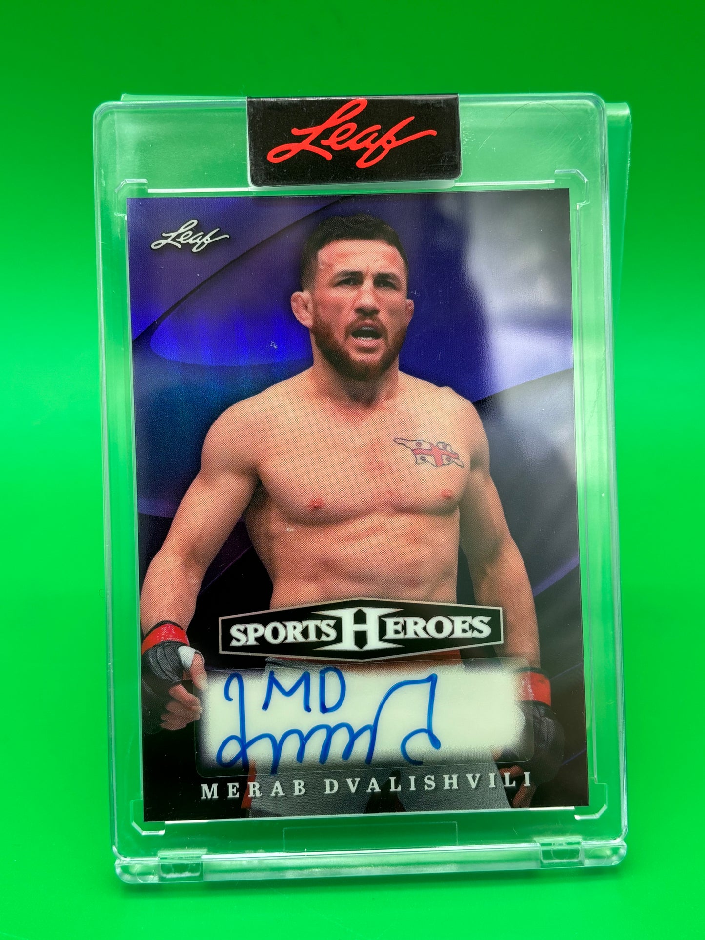 2026 Leaf Sports Heroes Merab Dvalishvili Auto 1/8 Encased Purple Wave BA-MD1
