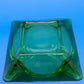 Vintage MCM Emerald Green Square Glass 4 Slot Ashtray