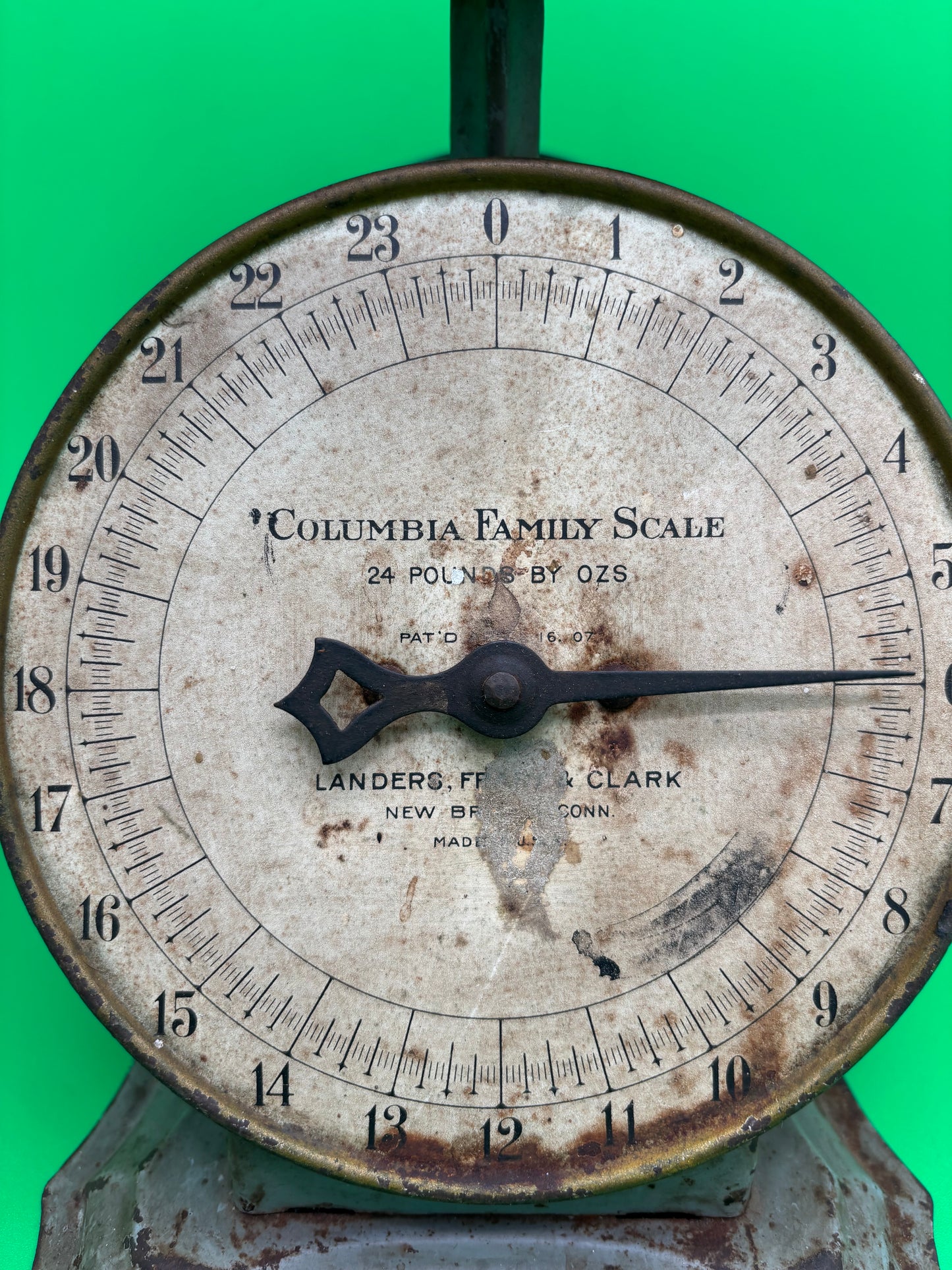 Antique Columbia Family Kitchen Scale 24 lb Landers Frary & Clark New Britain CT 1907 Pat.