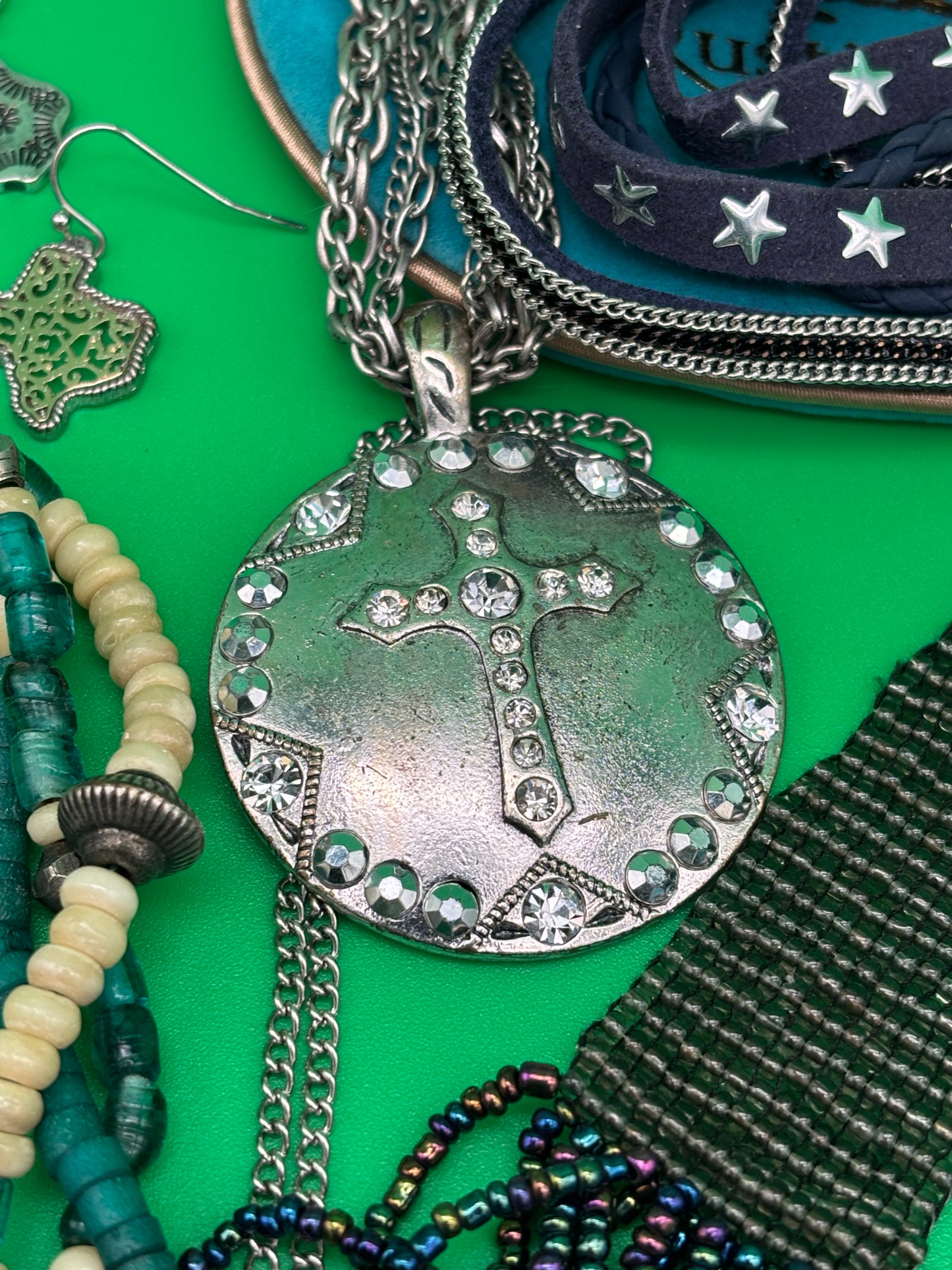 Large Boho Southwestern Jewelry Lot Turquoise Tribal Silver Tone Statement Necklaces Bracelets