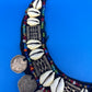 Vintage HUGE Tribal Bib Necklace Cowrie Shells Beads Myanmar Coins Boho Statement