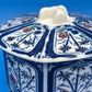 Vintage Japanese Arita Shoho Ko Imari Porcelain Lidded Bowl Blue Gold Floral