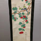 Vintage Chinese Lin Sheng Signed Silk Scroll Paintings Pair Birds Fruit 40”