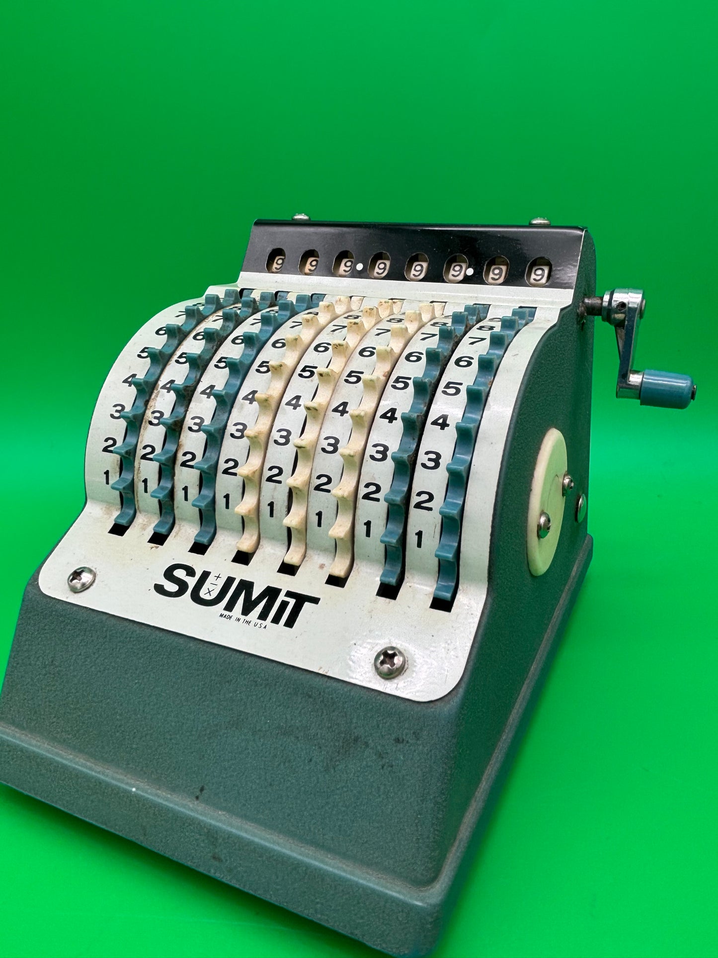 Vintage SUMIT Manual Adding Machine Calculator w/ Original Box Directions Pearl NY