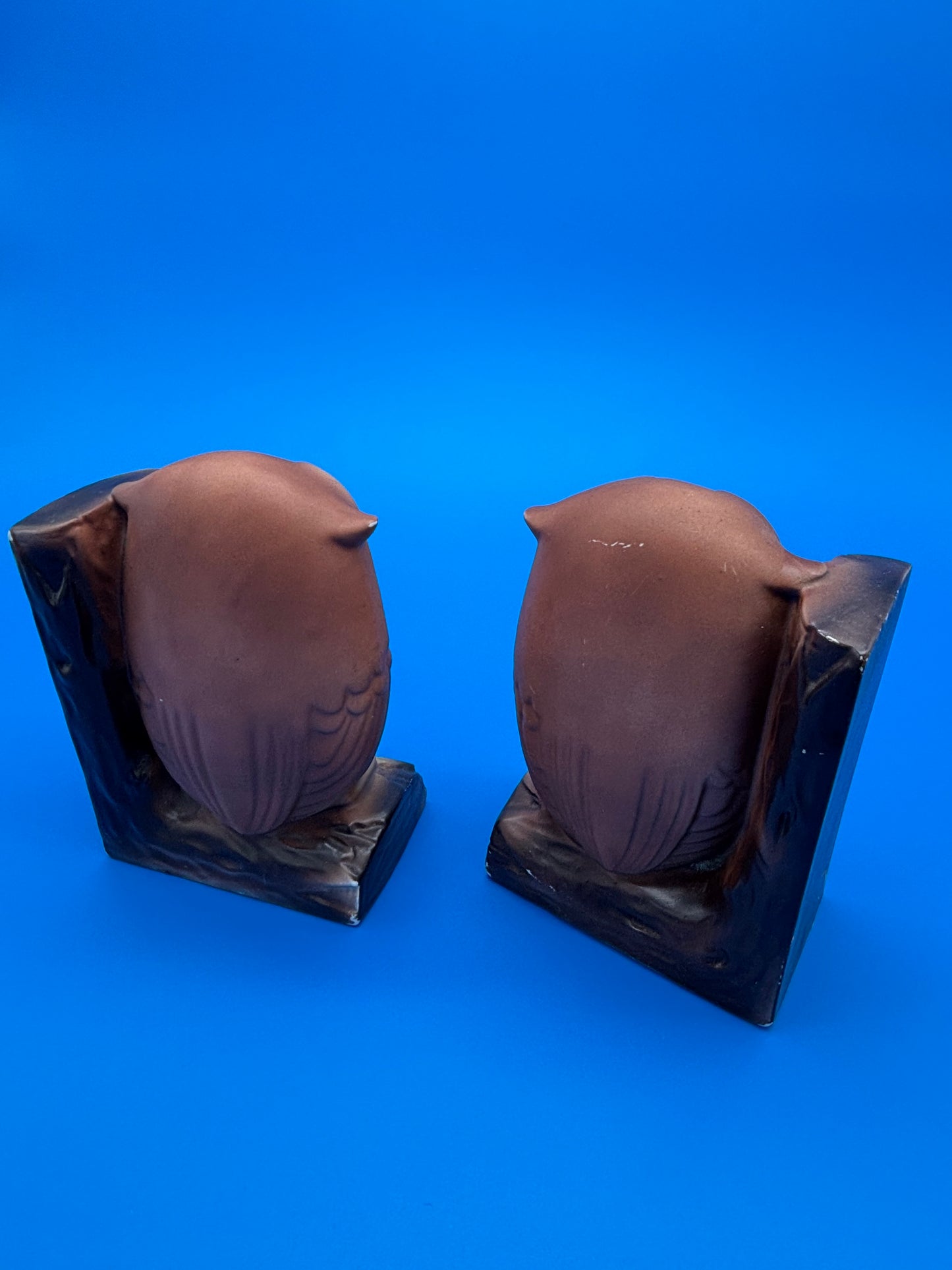 Vintage Owl Bookends Japan Tan and Brown 1970's