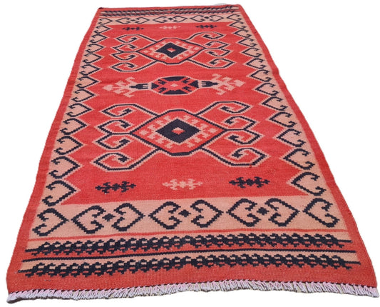 Amazing Hand Knotted Vintage Turkish Kilim Kilm Wool Area Rug 4.6 x 2.3 Ft