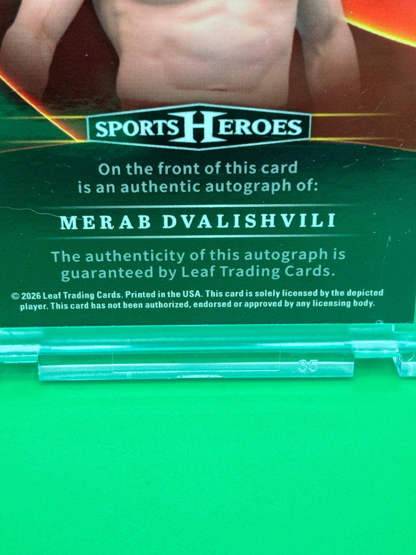2026 Leaf Sports Heroes Merab Dvalishvili Auto 1/8 Encased Purple Wave BA-MD1