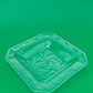 Vintage Clear Pressed Glass Ashtray Bird Berry Motif Square Trinket Dish 3.25”