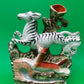 Antique Staffordshire Zebra Fox Spill Vase Victorian c1860 Pottery 8”
