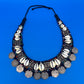 Vintage HUGE Tribal Bib Necklace Cowrie Shells Beads Myanmar Coins Boho Statement