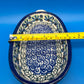 Boleslawiec Polish Pottery Oval Baker Dish Blue Green Floral #192 Poland 9”