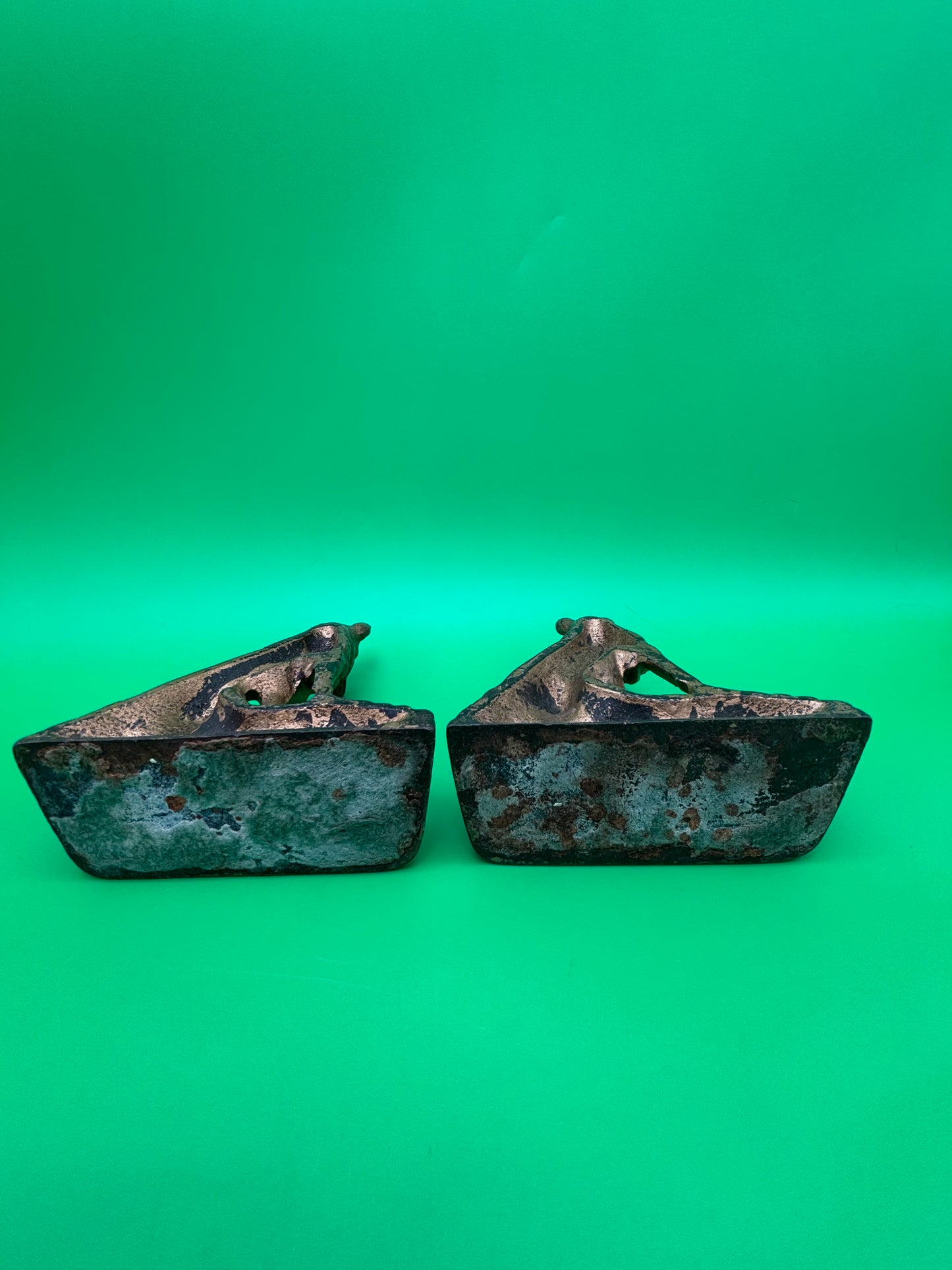 Vintage Art Deco German Shepherd Dog Bookends Pair Cast Iron Bronze Finish Heavy 6”
