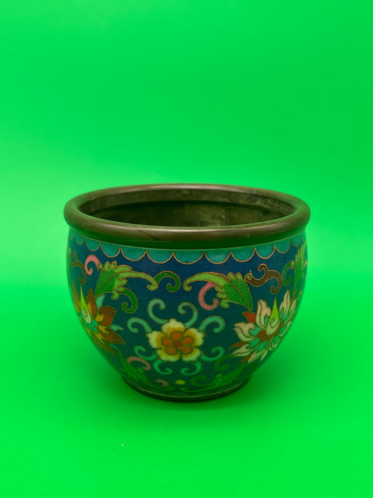 Chinese Cloisonne Enamel Copper Incense Burner Censer Qianlong Mark Floral