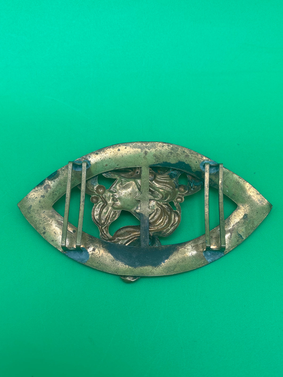 Antique Style Art Nouveau Brass Lady Profile Sash Belt Buckle Gibson Girl
