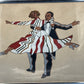 Vintage Mid Century Dancing Couple Art Reverse Painted Glass Art Deco Chrome Frame