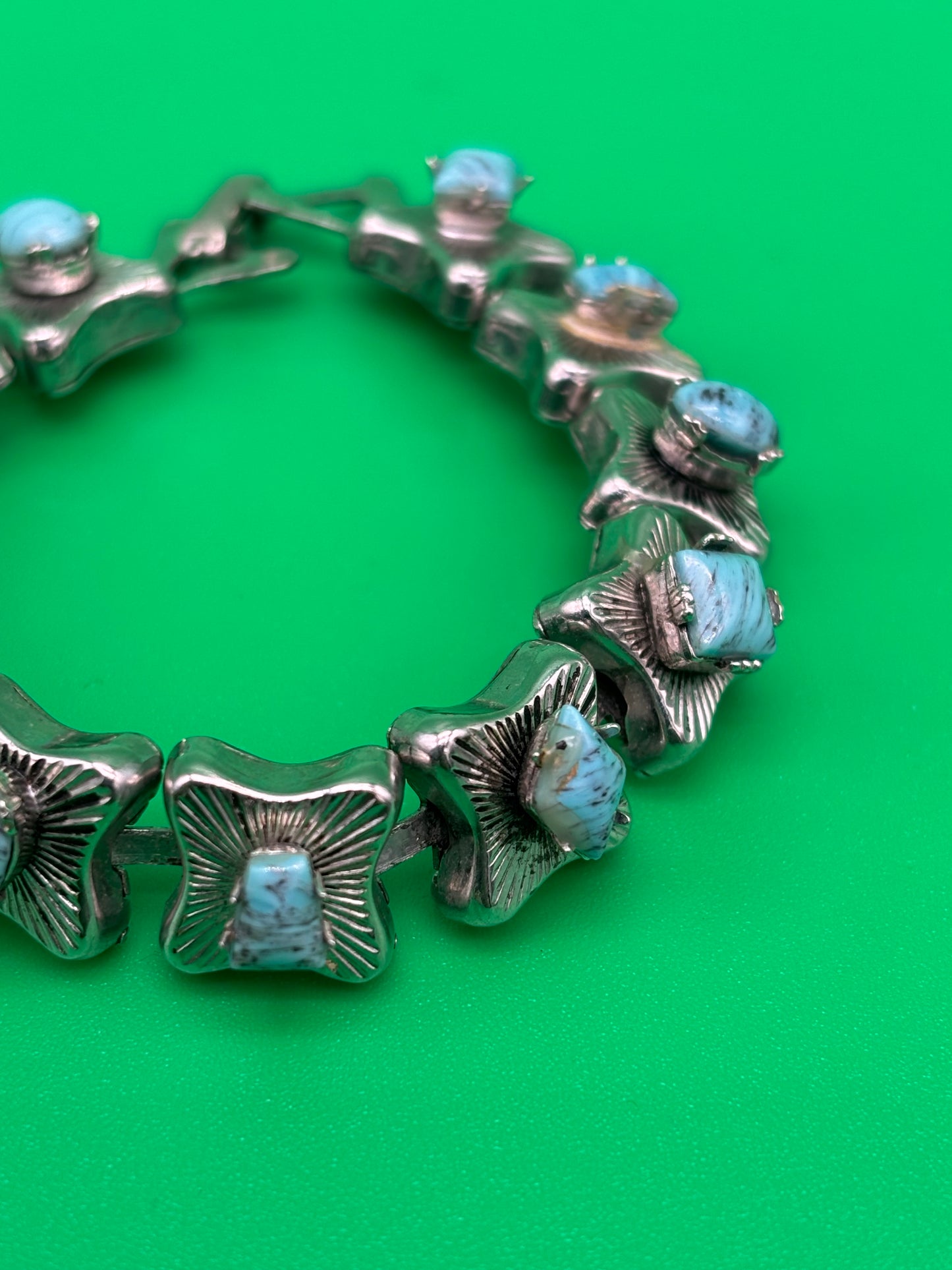 Vintage MCM High End Turquoise Tone 7" Bracelet