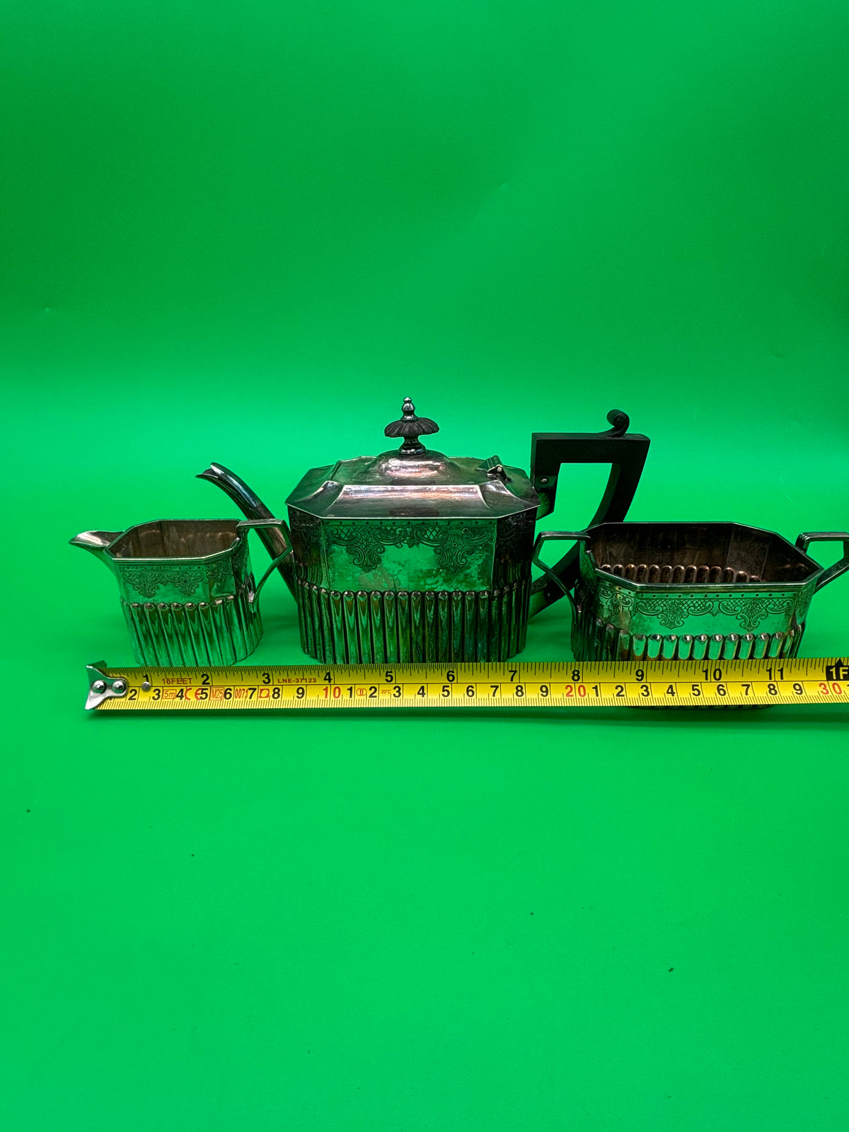 Antique Frederick Wilson FWS Sheffield EPNS 3 Piece Tea Set Silverplate
