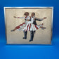 Vintage Mid Century Dancing Couple Art Reverse Painted Glass Art Deco Chrome Frame