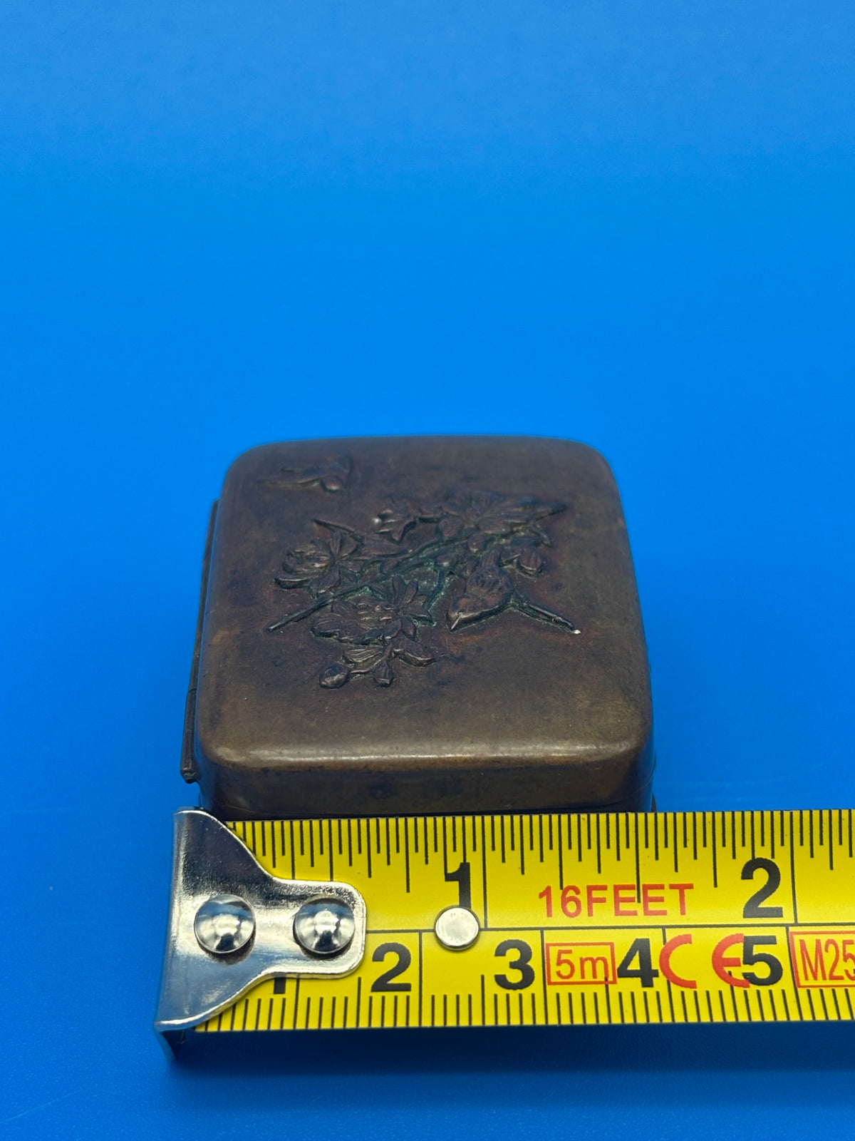 Antique Japanese Meiji Mixed Metal Bronze Brass Trinket Box Bird Flowers